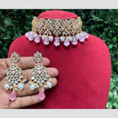 Amoliya Jewels Gold Plated Polki Kundan And Beads Choker Necklace Set