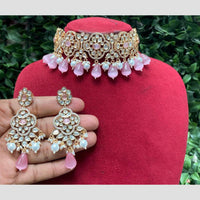 Amoliya Jewels Gold Plated Polki Kundan And Beads Choker Necklace Set