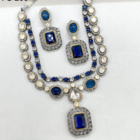 Amoliya Jewels 2 Tone Plated Pota Stone Necklace Set