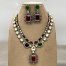 Amoliya Jewels 2 Tone Plated Pota Stone Necklace Set