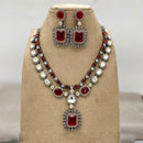 Amoliya Jewels 2 Tone Plated Pota Stone Necklace Set