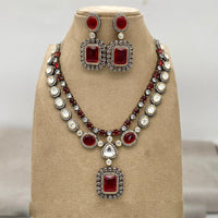 Amoliya Jewels 2 Tone Plated Pota Stone Necklace Set