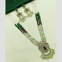 Amoliya Jewels 2 Tone Plated Pota Stone Necklace Set