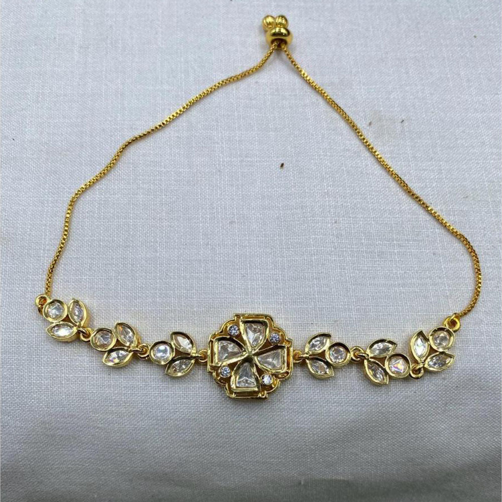 Amoliya Jewels Gold Plated Polki Kundan Stone Adjustable Bracelet