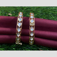 Amoliya Jewels Traditional Gold Plated Polki Kundan Openable Bangles Set