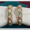 Amoliya Jewels Traditional Gold Plated Polki Kundan Openable Bangles Set