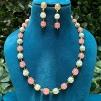 Amoliya Jewels Gold Plated Pearl And Beads Necklace Set