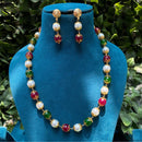 Amoliya Jewels Gold Plated Pearl And Beads Necklace Set