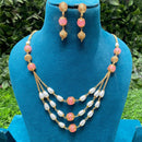 Amoliya Jewels Gold Plated Pearl And Beads Necklace Set