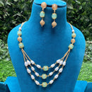 Amoliya Jewels Gold Plated Pearl And Beads Necklace Set