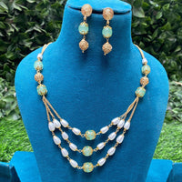Amoliya Jewels Gold Plated Pearl And Beads Necklace Set
