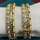 Amoliya Jewels Gold Plated Polki Kundan And Pearl Meenakari Openable Bangles Set