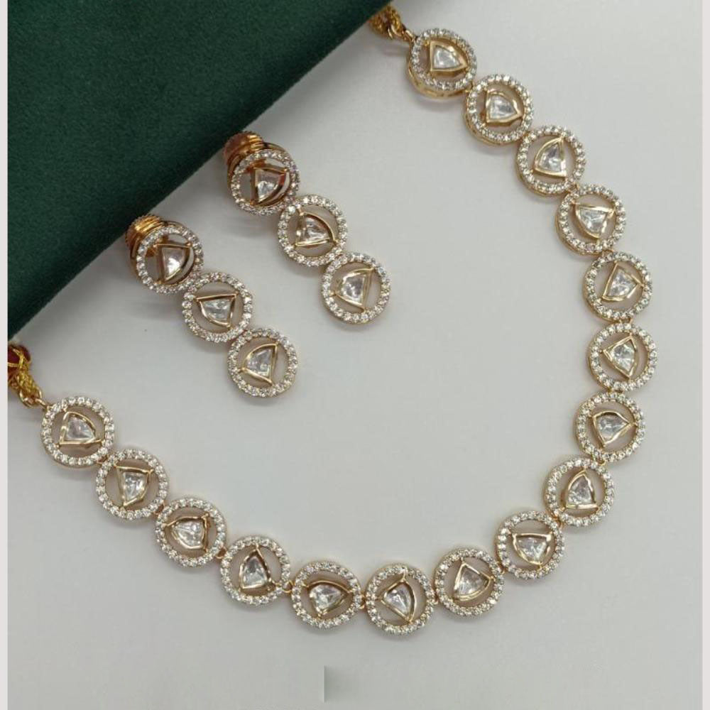 Amoliya Jewels Gold Plated Polki Kundan Necklace Set