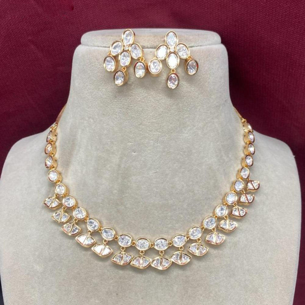 Amoliya Jewels Gold Plated Polki Kundan Necklace Set