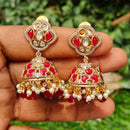Amoliya Jewels Gold Plated Kundan Stone And Pearls Jhumki Earrings
