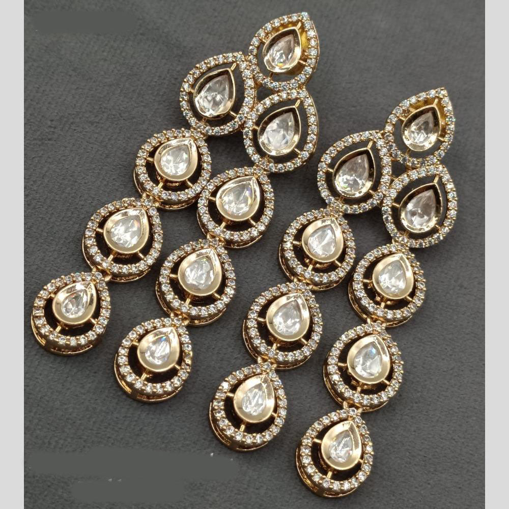 Amoliya Jewels Gold Plated Kundan Stone Dangler Earrings