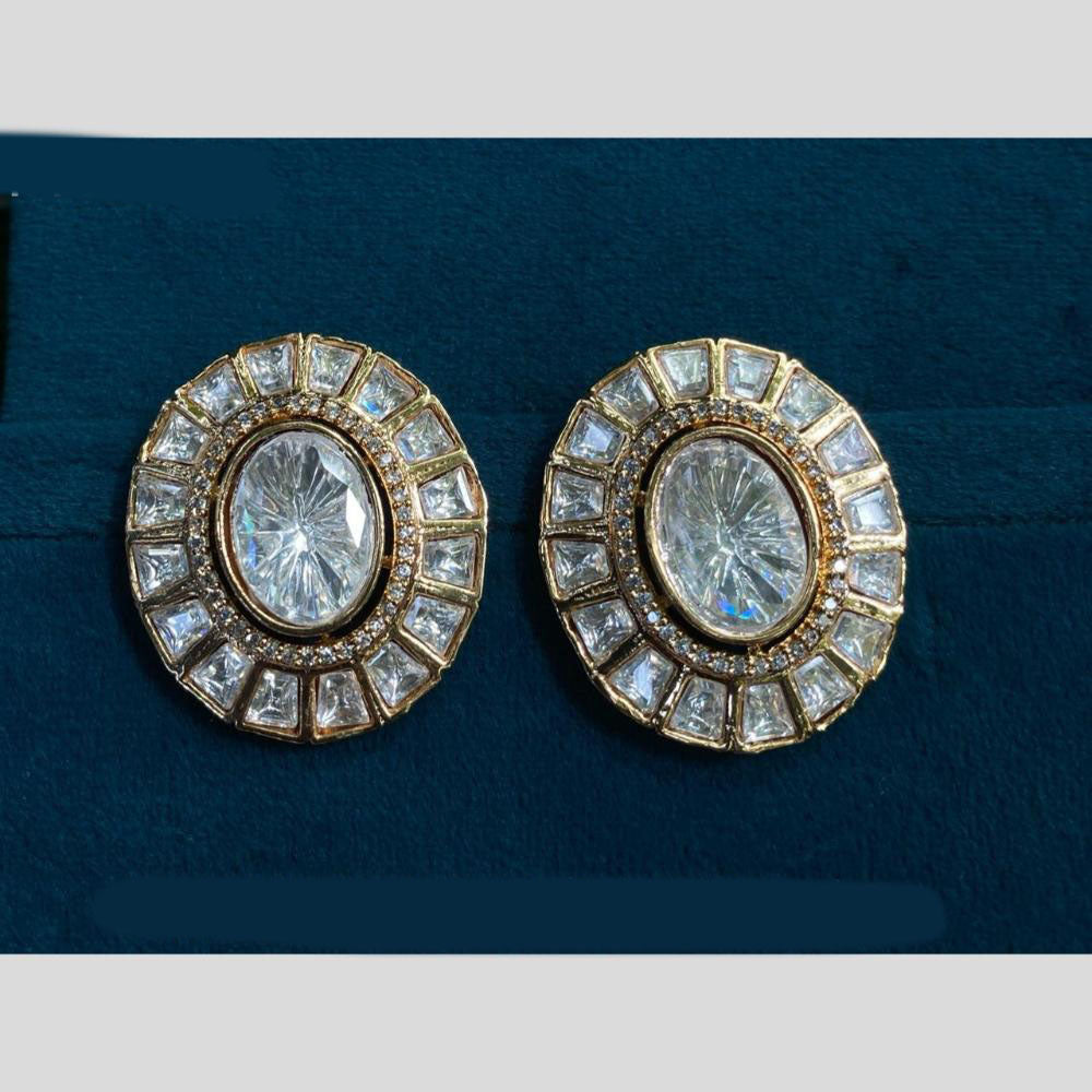 Amoliya Jewels Gold Plated Polki Kundan Stone Studs Earrings