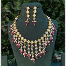 Amoliya Jewels Gold Plated Kundan Stone And Beads Necklace Set