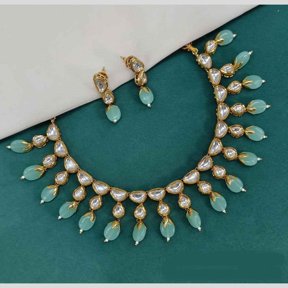 Amoliya Jewels Gold Plated Kundan Stone And Beads Necklace Set