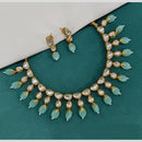 Amoliya Jewels Gold Plated Kundan Stone And Beads Necklace Set