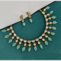 Amoliya Jewels Gold Plated Kundan Stone And Beads Necklace Set