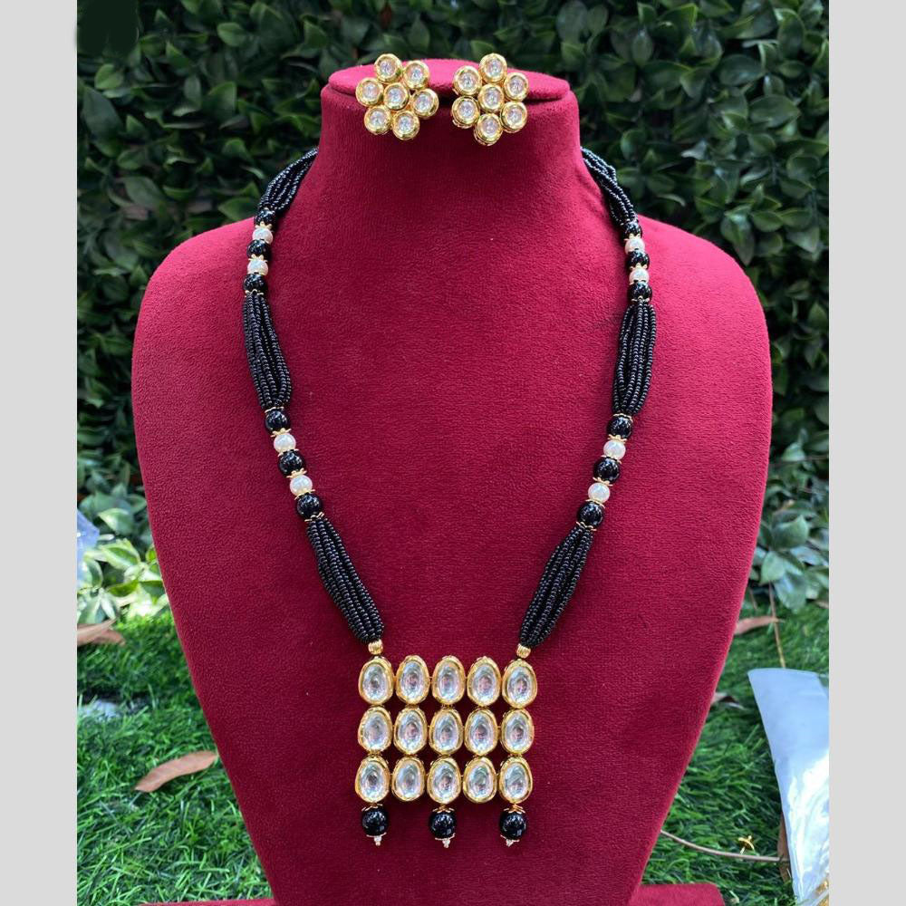 Amoliya Jewels Gold Plated Kundan Stone And Beads Necklace Set