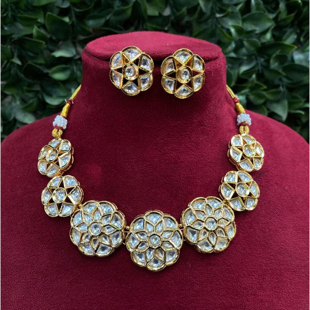 Amoliya Jewels Gold Plated Kundan Stone Necklace Set