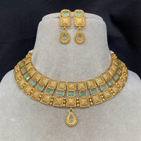 Amoliya Jewels Gold Plated Pota Stone Necklace Set
