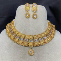 Amoliya Jewels Gold Plated Pota Stone Necklace Set