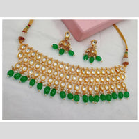 Amoliya Jewels Gold Plated Kundan Stone And Beads Choker Necklace Set