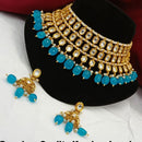 Amoliya Jewels Gold Plated Kundan Stone And Beads Choker Necklace Set