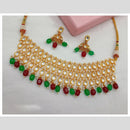 Amoliya Jewels Gold Plated Kundan Stone And Beads Choker Necklace Set