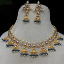 Amoliya Jewels Gold Plated Austrain Stone And Pearls Necklace Set
