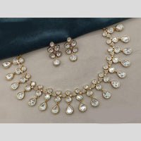 Amoliya Jewels Gold Plated Polki Kundan Stone Necklace Set