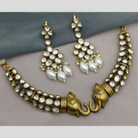 Amoliya Jewels Gold Plated Kundan Stone And Pearls Necklace Set