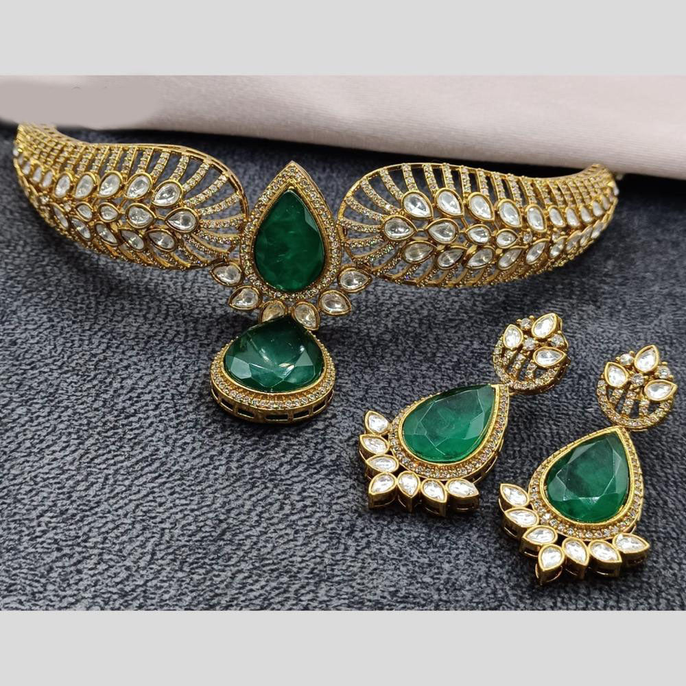 Amoliya Jewels Gold Plated Kundan Stone Necklace Set