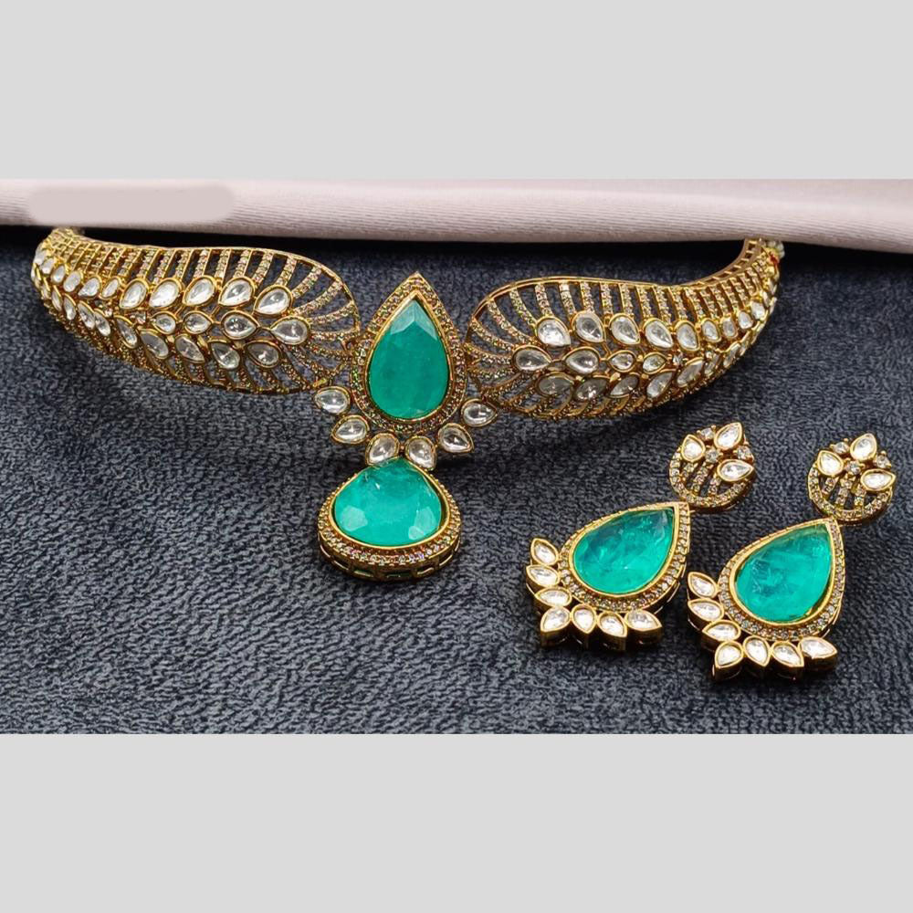 Amoliya Jewels Gold Plated Kundan Stone Necklace Set
