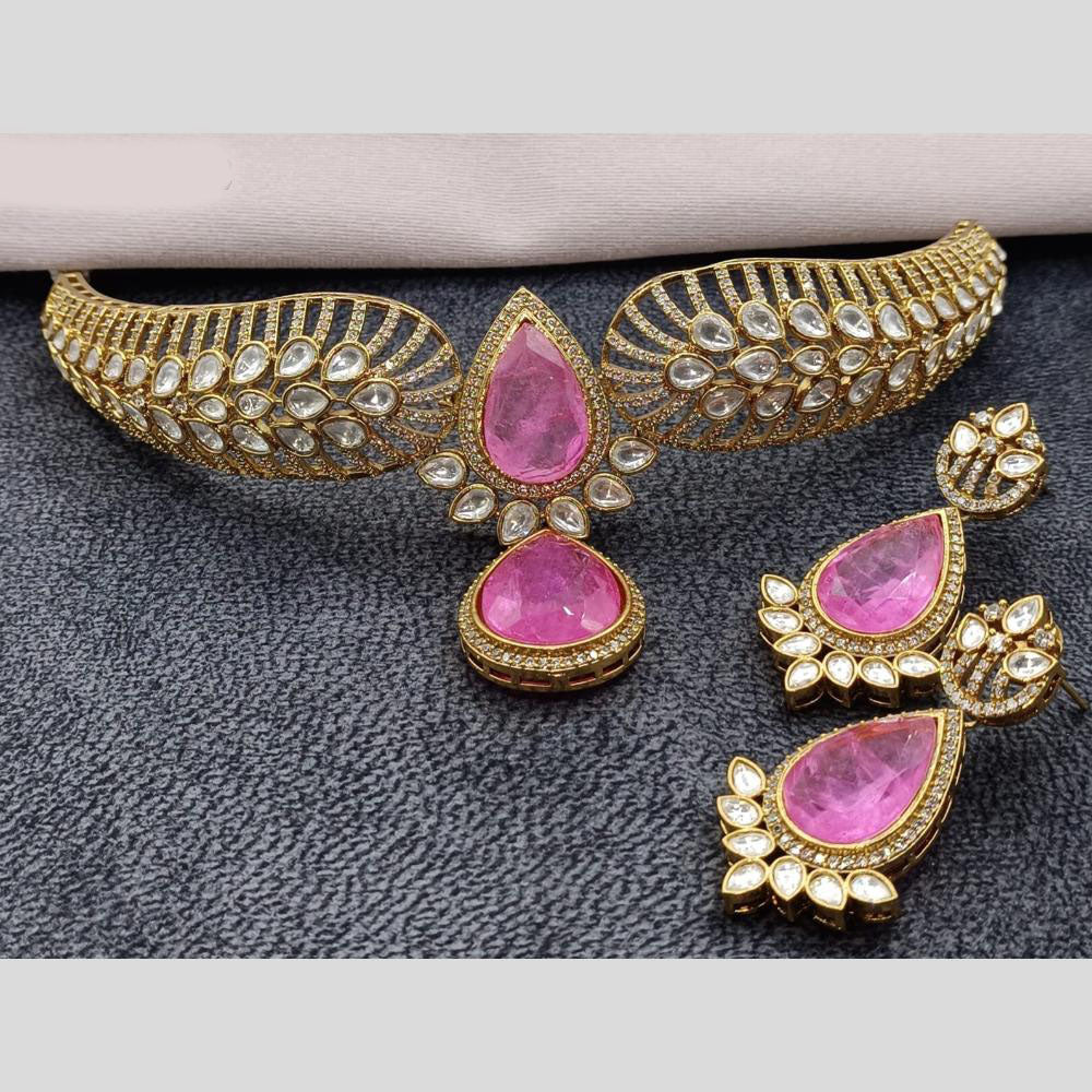 Amoliya Jewels Gold Plated Kundan Stone Necklace Set