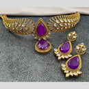 Amoliya Jewels Gold Plated Kundan Stone Necklace Set