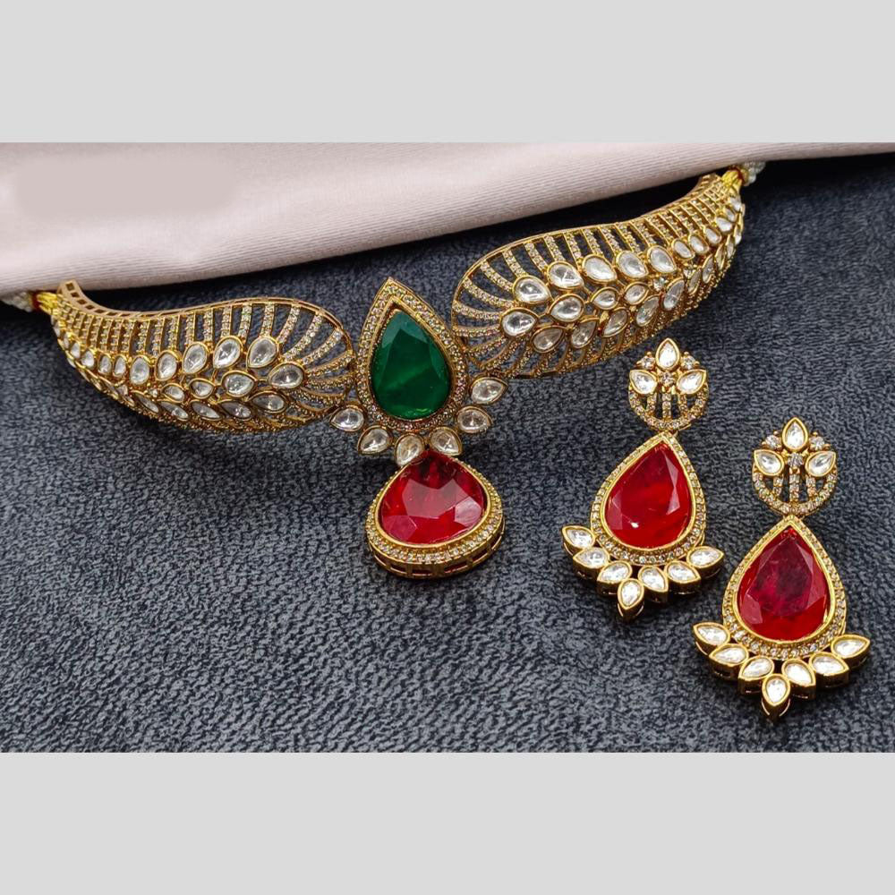 Amoliya Jewels Gold Plated Kundan Stone Necklace Set