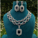Amoliya Jewels Silver Plated American Daimonds Necklace Set