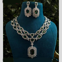 Amoliya Jewels Silver Plated American Daimonds Necklace Set