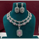Amoliya Jewels Silver Plated American Daimonds Necklace Set