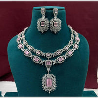 Amoliya Jewels Silver Plated American Daimonds Necklace Set