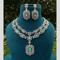 Amoliya Jewels Silver Plated American Daimonds Necklace Set