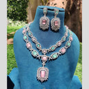 Amoliya Jewels Silver Plated American Daimonds Necklace Set