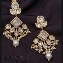 Amoliya Jewels Gold Plated Polki Kundan Stone Pearls And Beads Dangler Earrings