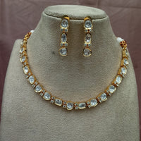 Amoliya Jewels Gold Plated Polki Kundan Stone Necklace Set