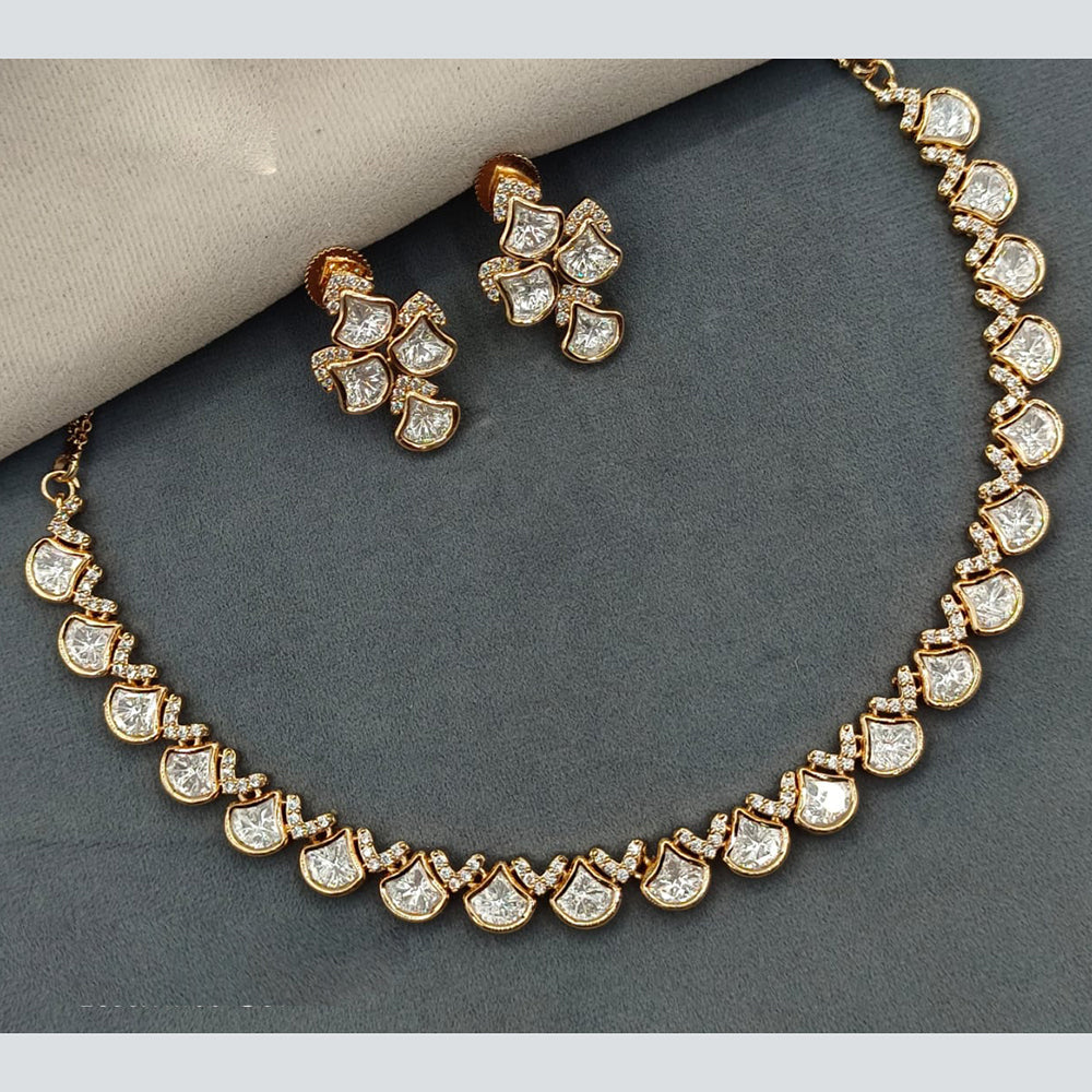 Amoliya Jewels Gold Plated Polki Kundan Stone Necklace Set