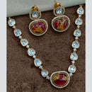 Amoliya Jewels Gold Plated Polki Kundan And Druzy Stone Necklace Set